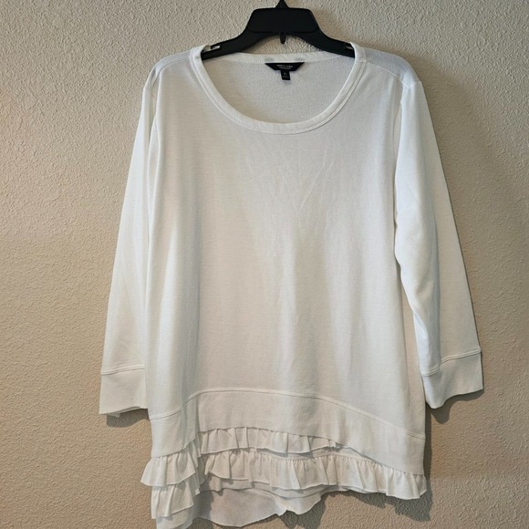Simply Vera Vera Wang Sweaters - SIMPLY VERA VERA WANG LADIES' Cream L/S  Light Soft Sweater Ruffles  XL